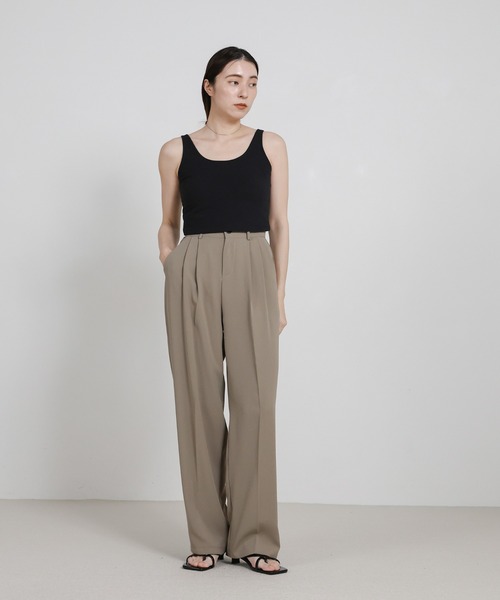 select MOCA（セレクトモカ）の「カップ付きバッククロスショートタンクトップ（タンクトップ・レディース・ブラック/チャコールグレー・FREE）」の4枚目の写真