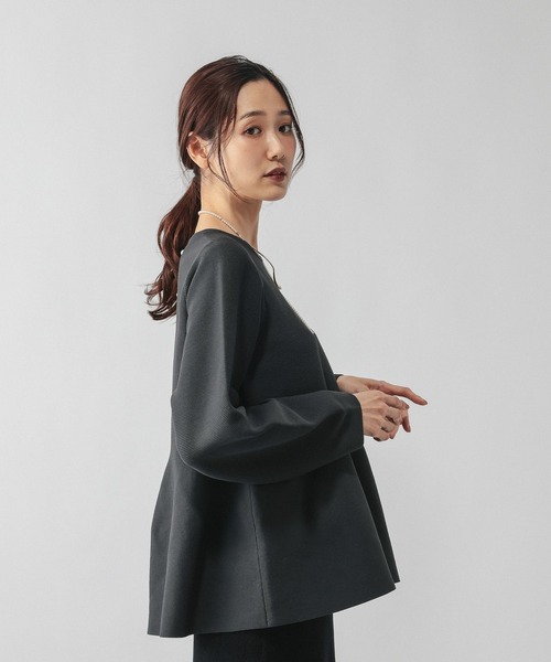 GLOBAL WORK（グローバルワーク）の「リッチライトペプラムプルオーバー/632671（ニット/セーター・レディース・グレー/ペールイエロー/ブラック/ネイビー・MEDIUM/LARGE）」の3枚目の写真