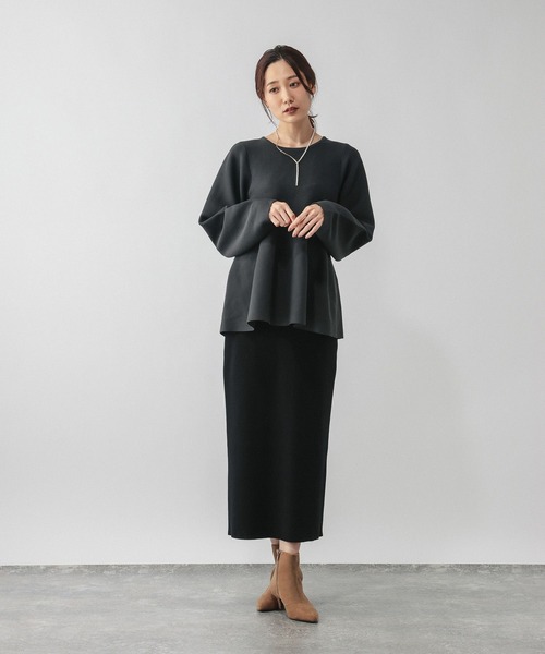 GLOBAL WORK（グローバルワーク）の「リッチライトペプラムプルオーバー/632671（ニット/セーター・レディース・グレー/ペールイエロー/ブラック/ネイビー・MEDIUM/LARGE）」の22枚目の写真