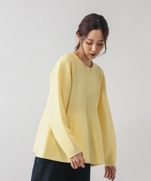 GLOBAL WORK（グローバルワーク）の「リッチライトペプラムプルオーバー/632671（ニット/セーター・レディース・グレー/ペールイエロー/ブラック/ネイビー・MEDIUM/LARGE）」の17枚目の写真