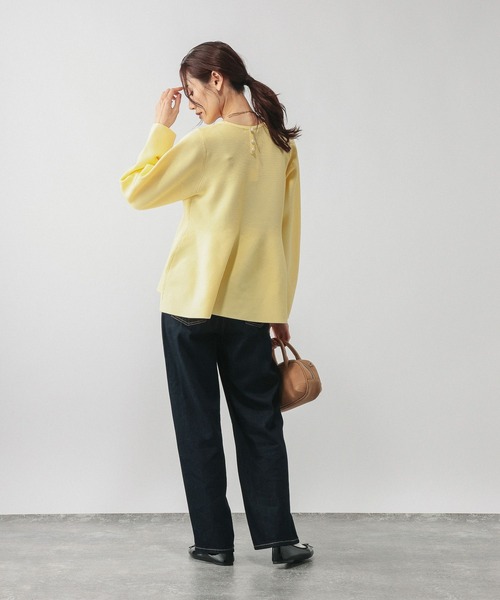 GLOBAL WORK（グローバルワーク）の「リッチライトペプラムプルオーバー/632671（ニット/セーター・レディース・グレー/ペールイエロー/ブラック/ネイビー・MEDIUM/LARGE）」の19枚目の写真