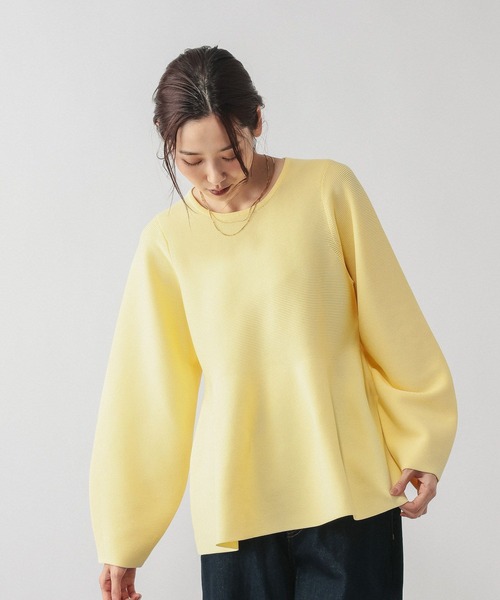 GLOBAL WORK（グローバルワーク）の「リッチライトペプラムプルオーバー/632671（ニット/セーター・レディース・グレー/ペールイエロー/ブラック/ネイビー・MEDIUM/LARGE）」の18枚目の写真