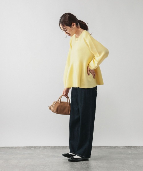 GLOBAL WORK（グローバルワーク）の「リッチライトペプラムプルオーバー/632671（ニット/セーター・レディース・グレー/ペールイエロー/ブラック/ネイビー・MEDIUM/LARGE）」の20枚目の写真