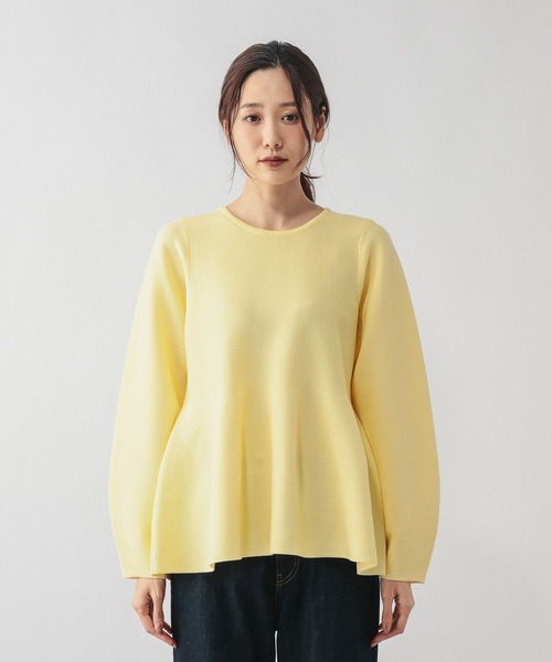 GLOBAL WORK（グローバルワーク）の「リッチライトペプラムプルオーバー/632671（ニット/セーター・レディース・グレー/ペールイエロー/ブラック/ネイビー・MEDIUM/LARGE）」の21枚目の写真