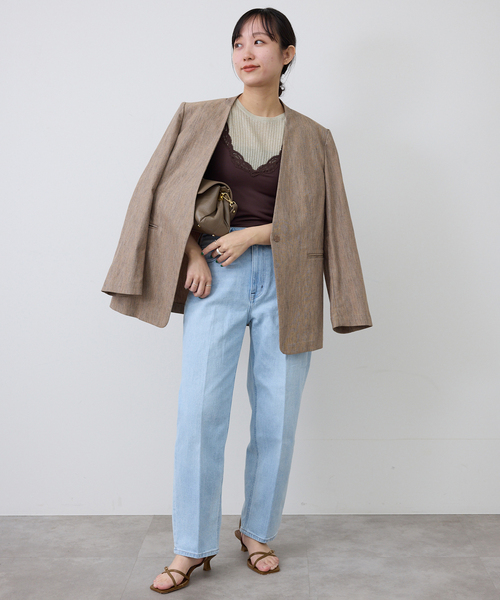 SLOBE IENA(スローブイエナ)の「ラメリブノースリーブプルオーバー(ニット/セーター・レディース・ベージュ/ブラウン・FREE)」の6枚目の写真