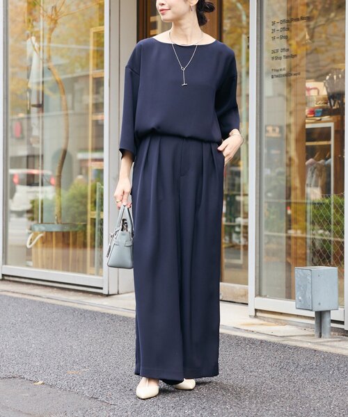 RIVE DROITE（リヴドロワ）の「【オケージョンや通勤に】ダブルサテンタックパンツ（スラックス・レディース・ベージュ/ネイビー・36/38）」の16枚目の写真