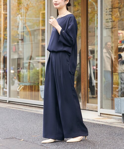 RIVE DROITE（リヴドロワ）の「【オケージョンや通勤に】ダブルサテンタックパンツ（スラックス・レディース・ベージュ/ネイビー・36/38）」の18枚目の写真