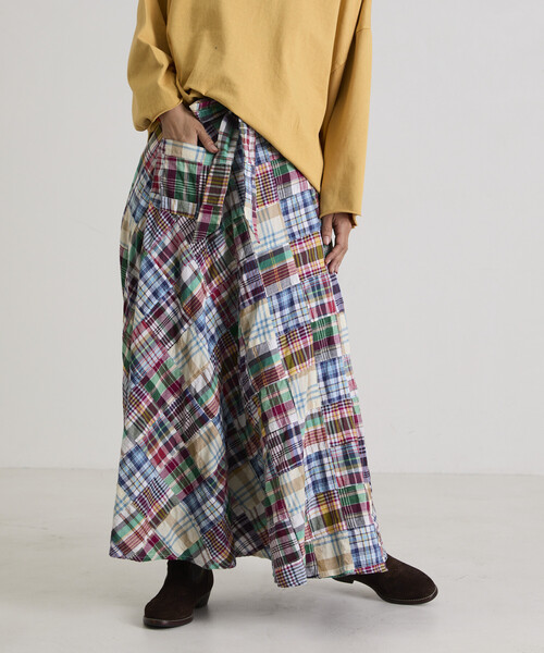 Freada（フリーダ）の「Freada/フリーダ インドパッチワークチェック巻きスカート（スカート・レディース・グリーン/その他・ONE SIZE）」の16枚目の写真