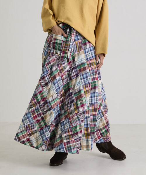Freada（フリーダ）の「Freada/フリーダ インドパッチワークチェック巻きスカート（スカート・レディース・グリーン/その他・ONE SIZE）」の17枚目の写真
