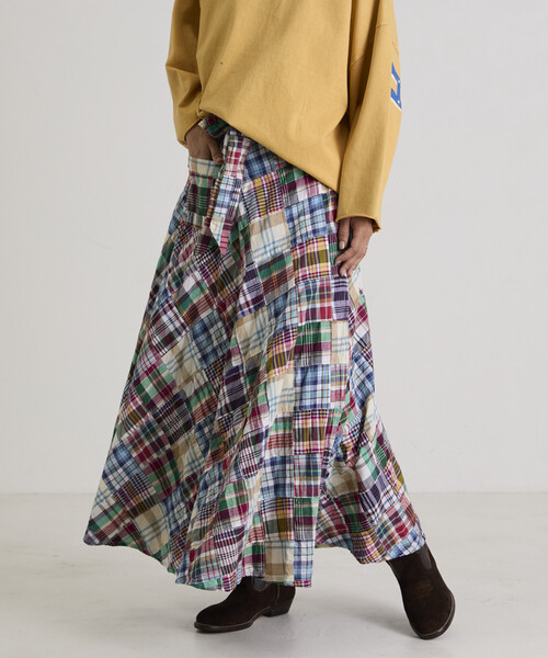 Freada（フリーダ）の「Freada/フリーダ インドパッチワークチェック巻きスカート（スカート・レディース・グリーン/その他・ONE SIZE）」の18枚目の写真