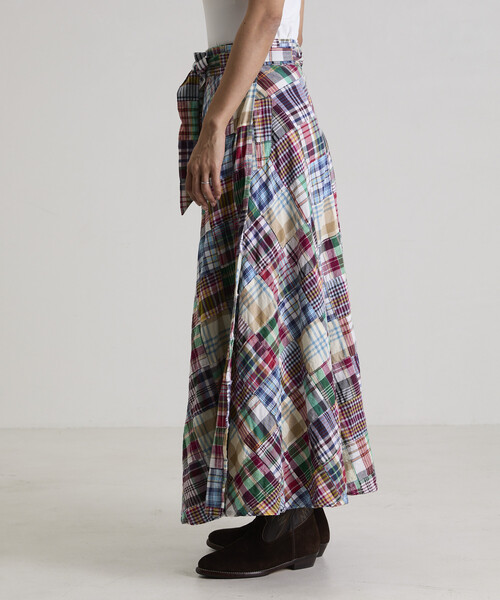 Freada（フリーダ）の「Freada/フリーダ インドパッチワークチェック巻きスカート（スカート・レディース・グリーン/その他・ONE SIZE）」の9枚目の写真