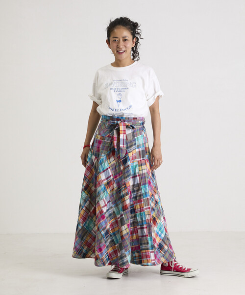 Freada（フリーダ）の「Freada/フリーダ インドパッチワークチェック巻きスカート（スカート・レディース・グリーン/その他・ONE SIZE）」の18枚目の写真