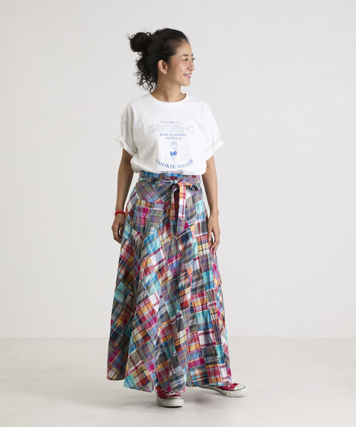 Freada（フリーダ）の「Freada/フリーダ インドパッチワークチェック巻きスカート（スカート・レディース・グリーン/その他・ONE SIZE）」の22枚目の写真