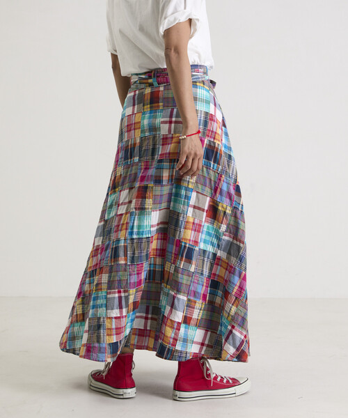 Freada（フリーダ）の「Freada/フリーダ インドパッチワークチェック巻きスカート（スカート・レディース・グリーン/その他・ONE SIZE）」の6枚目の写真