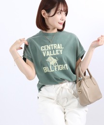 Champion(チャンピオン)ウォッシュ加工 カレッジロゴTシャツ/ヴィンテージ風 フレンチスリーブ リラックスフィット