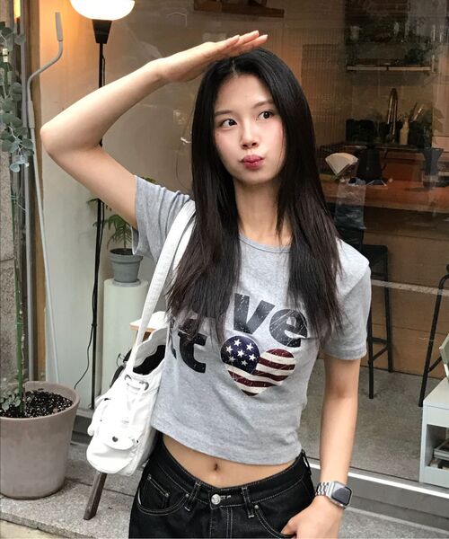CARGOBROS FOR WOMAN(カーゴブロスフォーウィメン)の「ヴィンテージハートフラッグショート半袖Tシャツ(ソリッドブラック)(Tシャツ/カットソー・レディース・その他・FREE)」の11枚目の写真