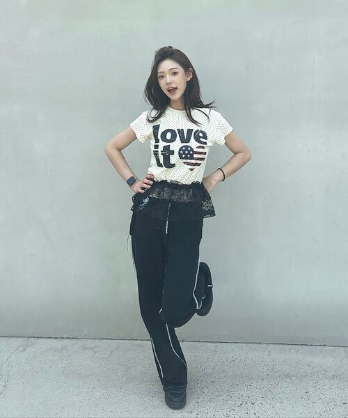CARGOBROS FOR WOMAN(カーゴブロスフォーウィメン)の「ヴィンテージハートフラッグショート半袖Tシャツ(ソリッドブラック)(Tシャツ/カットソー・レディース・その他・FREE)」の15枚目の写真