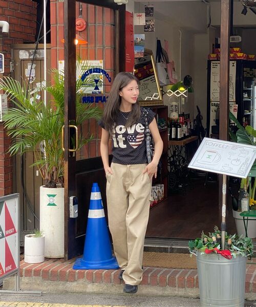 CARGOBROS FOR WOMAN(カーゴブロスフォーウィメン)の「ヴィンテージハートフラッグショート半袖Tシャツ(ソリッドブラック)(Tシャツ/カットソー・レディース・その他・FREE)」の16枚目の写真