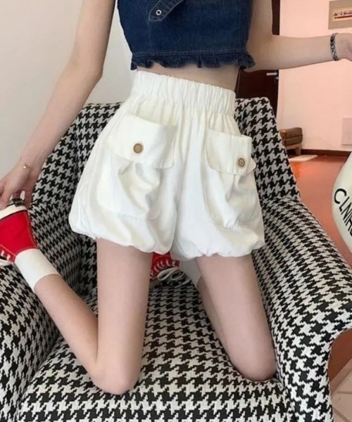Mejoul(メジュール)の「【2026春夏新作】カーゴポケットハイウエストバルーンショートパンツ(その他パンツ・レディース・ブラック/ホワイト・M/L)」の1枚目の写真