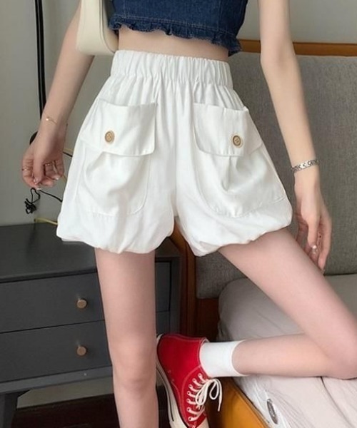Mejoul(メジュール)の「【2026春夏新作】カーゴポケットハイウエストバルーンショートパンツ(その他パンツ・レディース・ブラック/ホワイト・M/L)」の9枚目の写真