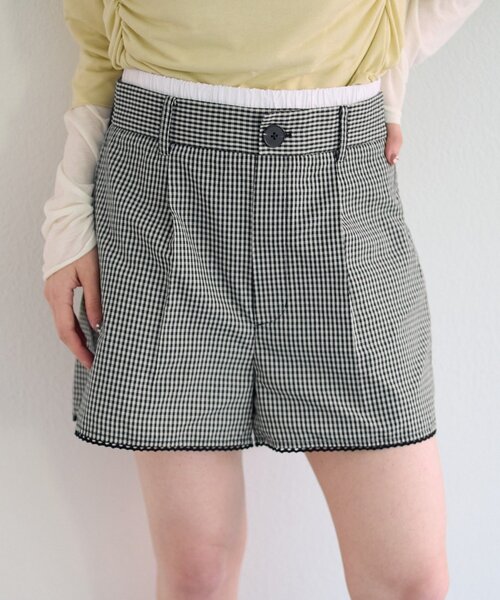 Kastane(カスタネ)の「【セットアップ対応】ピコレースチェックショートパンツ(その他パンツ・レディース・ブラック/ネイビー・FREE)」の2枚目の写真