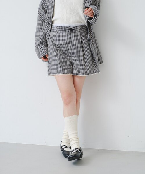 Kastane(カスタネ)の「【セットアップ対応】ピコレースチェックショートパンツ(その他パンツ・レディース・ブラック/ネイビー・FREE)」の3枚目の写真