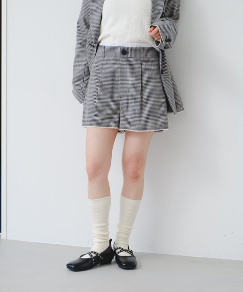 Kastane(カスタネ)の「【セットアップ対応】ピコレースチェックショートパンツ(その他パンツ・レディース・ブラック/ネイビー・FREE)」の4枚目の写真