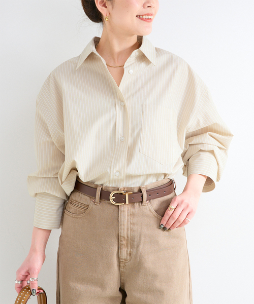 B.C STOCK(ベーセーストック)の「ウォッシャブル / オーバーシャツ(シャツ/ブラウス・レディース・ホワイト/グリーン/ピンク/ブルー/ベージュ・FREE)」の3枚目の写真