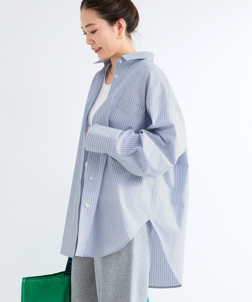 B.C STOCK(ベーセーストック)の「ウォッシャブル / オーバーシャツ(シャツ/ブラウス・レディース・ホワイト/グリーン/ピンク/ブルー/ベージュ・FREE)」の4枚目の写真