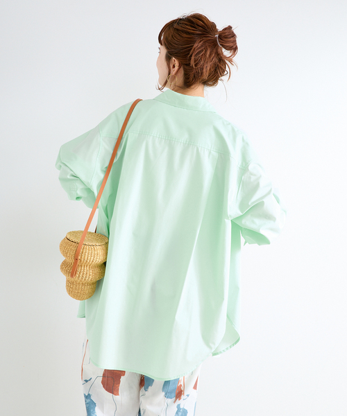 B.C STOCK(ベーセーストック)の「ウォッシャブル / オーバーシャツ(シャツ/ブラウス・レディース・ホワイト/グリーン/ピンク/ブルー/ベージュ・FREE)」の6枚目の写真