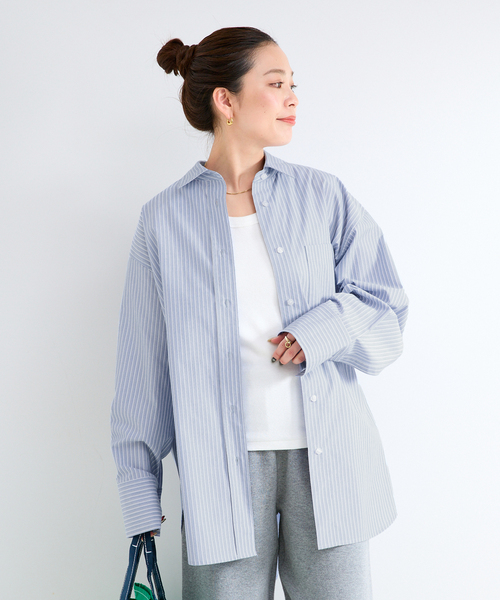 B.C STOCK(ベーセーストック)の「ウォッシャブル / オーバーシャツ(シャツ/ブラウス・レディース・ホワイト/グリーン/ピンク/ブルー/ベージュ・FREE)」の10枚目の写真