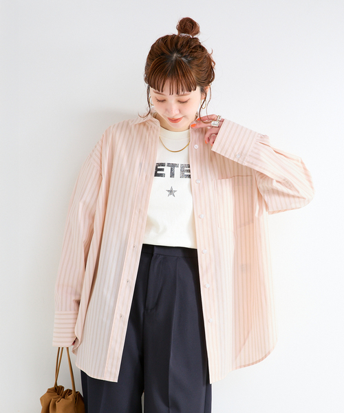 B.C STOCK(ベーセーストック)の「ウォッシャブル / オーバーシャツ(シャツ/ブラウス・レディース・ホワイト/グリーン/ピンク/ブルー/ベージュ・FREE)」の16枚目の写真