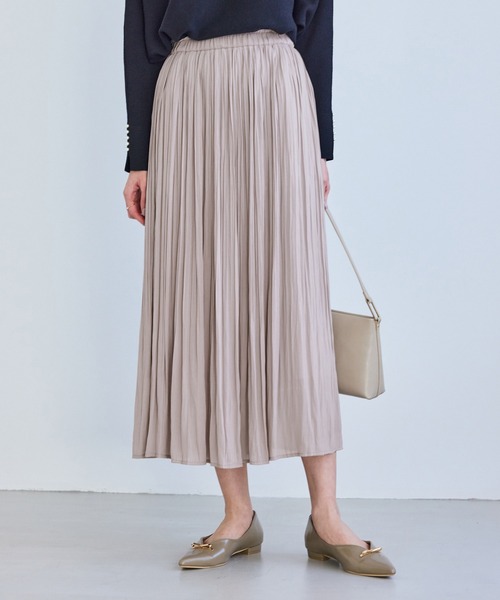 ROPE' PICNIC（ロペピクニック）の「着丈が選べるエアリープリーツスカート（スカート・レディース・ベージュ/ネイビー/ピンク・M/TM）」の3枚目の写真