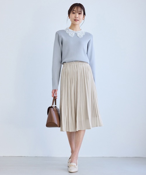 ROPE' PICNIC（ロペピクニック）の「着丈が選べるエアリープリーツスカート（スカート・レディース・ベージュ/ネイビー/ピンク・M/TM）」の4枚目の写真