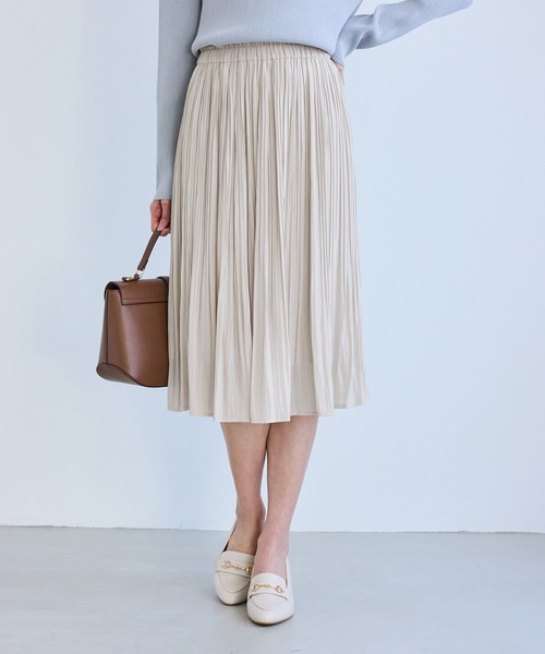 ROPE' PICNIC（ロペピクニック）の「着丈が選べるエアリープリーツスカート（スカート・レディース・ベージュ/ネイビー/ピンク・M/TM）」の7枚目の写真
