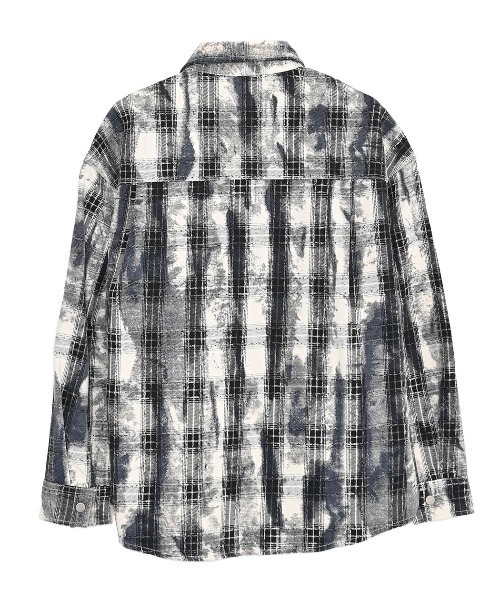 BENUSTA（ベヌスタ）の「『BENUSTA/ベヌスタ』ケミカルブリーチチェックシャツジャケット【GC】（シャツ/ブラウス・メンズ・ブルー・M/L/XL）」の6枚目の写真
