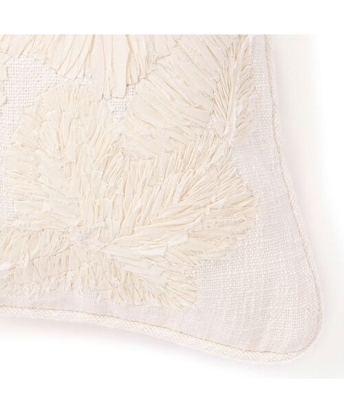 フラワーアップリケ クッションカバー 450×450 アイボリー（B-026