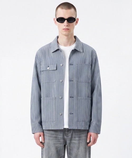 INNOCENT(イノセント)の「【T16】【FXN Los Angeles/エフエックスエヌ ロサンゼルス】HICKORY COVERALL F-7728(カバーオール・メンズ・ネイビー/ブラック・MEDIUM/LARGE/X-LARGE/XX-LARGE/SMALL)」の1枚目の写真