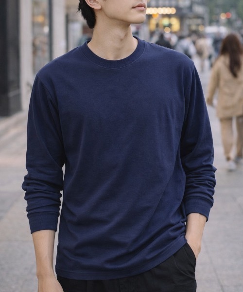 CREARE -LINO-(クレアーレリノ)の「シンプルルーズ無地ロングT(Tシャツ/カットソー・メンズ・チャコールグレー/ブラック/ホワイト/ネイビー/グレー・LARGE/MEDIUM)」の1枚目の写真