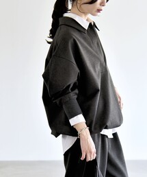 SHIPS（シップス）の「quaranciel:〈洗濯機可能〉ライト ポンチ ドロスト ポロ プルオーバー（スウェット）」