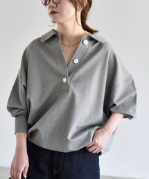 SHIPS（シップス）の「quaranciel:〈洗濯機可能〉ライト ポンチ ドロスト ポロ プルオーバー（スウェット）」