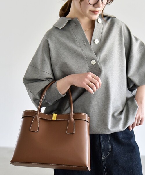 quaranciel(カランシエル)の「〈洗濯機可能〉ライト ポンチ ドロスト ポロ プルオーバー(スウェット・レディース・チャコールグレー/ライトグレー/ベージュ・ONE SIZE)」の9枚目の写真