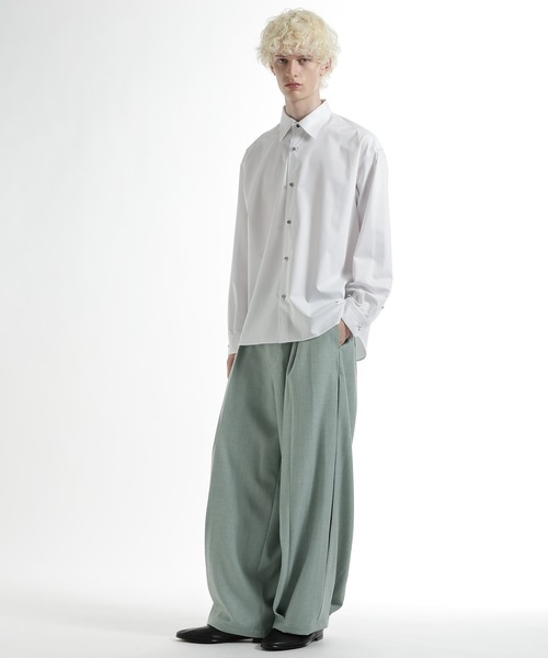 HARE（ハレ）の「ブロードドレスシャツ(HARE)（シャツ/ブラウス・メンズ・サックスブルー/ホワイト/グレー/ブラック・MEDIUM/SMALL）」の6枚目の写真