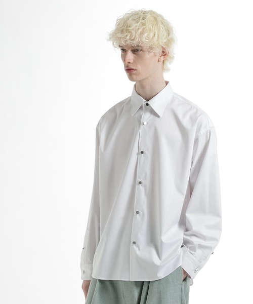 HARE（ハレ）の「ブロードドレスシャツ(HARE)（シャツ/ブラウス・メンズ・サックスブルー/ホワイト/グレー/ブラック・MEDIUM/SMALL）」の22枚目の写真