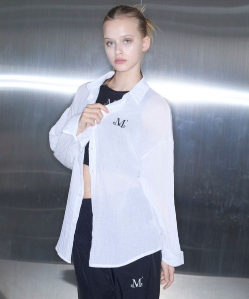 MUCENT（ムセント）の「【UNISEX】MUCENT／NUVIAシアーシャツ（シャツ/ブラウス・レディース・ホワイト/ブラック・FREE）」の12枚目の写真