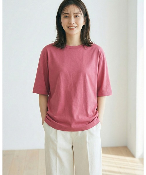 MULEXS(ミューレクス)の「【LL/3L】コットン100% ビッグTシャツ 半袖 オーバーサイズ カットソー レディース 大きいサイズ 体型カバー(Tシャツ/カットソー・レディース・ブルー/チャコール/ピンク/ブラウン・LL/3L(UB-))」の4枚目の写真