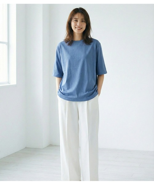 MULEXS(ミューレクス)の「【LL/3L】コットン100% ビッグTシャツ 半袖 オーバーサイズ カットソー レディース 大きいサイズ 体型カバー(Tシャツ/カットソー・レディース・ブルー/チャコール/ピンク/ブラウン・LL/3L(UB-))」の16枚目の写真