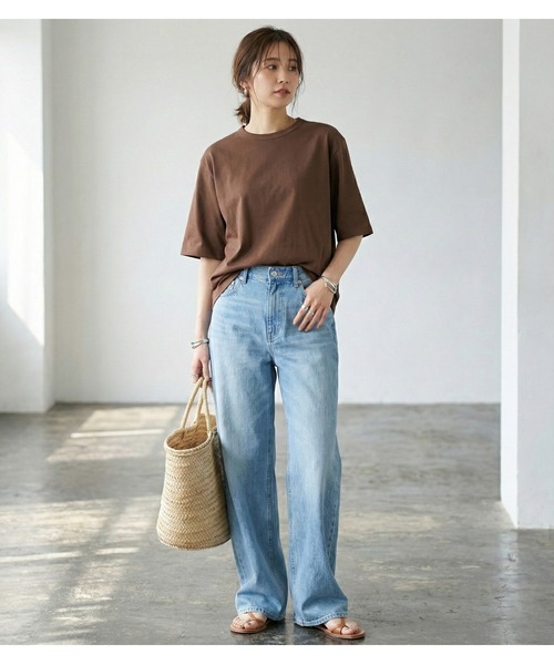 MULEXS(ミューレクス)の「【LL/3L】コットン100% ビッグTシャツ 半袖 オーバーサイズ カットソー レディース 大きいサイズ 体型カバー(Tシャツ/カットソー・レディース・ブルー/チャコール/ピンク/ブラウン・LL/3L(UB-))」の18枚目の写真