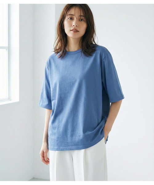 MULEXS(ミューレクス)の「【LL/3L】コットン100% ビッグTシャツ 半袖 オーバーサイズ カットソー レディース 大きいサイズ 体型カバー(Tシャツ/カットソー・レディース・ブルー/チャコール/ピンク/ブラウン・LL/3L(UB-))」の15枚目の写真