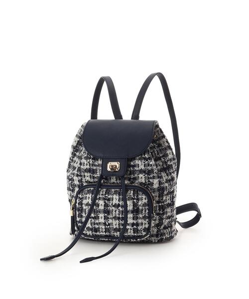 Samantha Thavasa(サマンサタバサ)の「オリジナル金具ツイード リュック(バックパック/リュック・レディース・ピンク/ネイビー・FREE)」の1枚目の写真